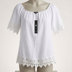 NWT White Boho Eyelet Lace Trim Off-the-Shoulder